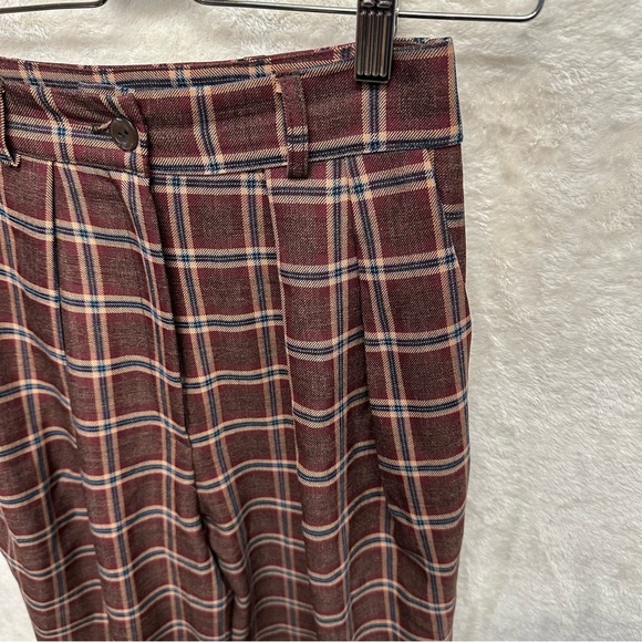 Nasty Gal wide leg trouser red plaid pleated high rise women’s 0 punk grunge - Picture 3 of 9